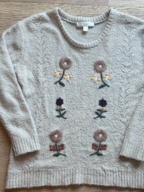 Chelsea & Violet Girls Tan Embroidered Sweater